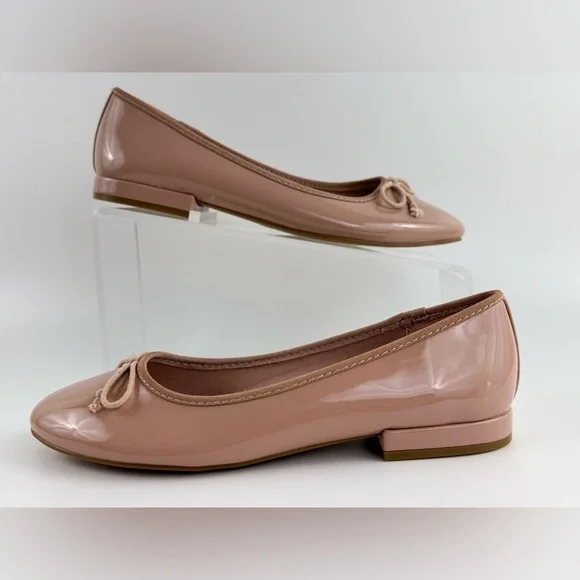 Madden Girl Beige Ballet Patent Leather Slip-On Flats, Women's size 7M, Bow Tie - Picture 1 of 9